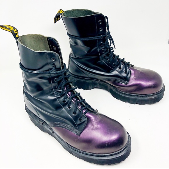purple metallic doc martens